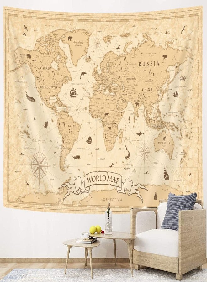 Hajmsug Vintage World Map Tapestry Wall Hanging for Students Kids, Educational Map of the World Wall Art Tapestries for School Classroom, Tapestry for Boys Girls Bedroom Living Room Collage Dorm - Image 1